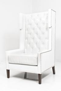 Tangier Wing Chair in Splash White Faux Leather