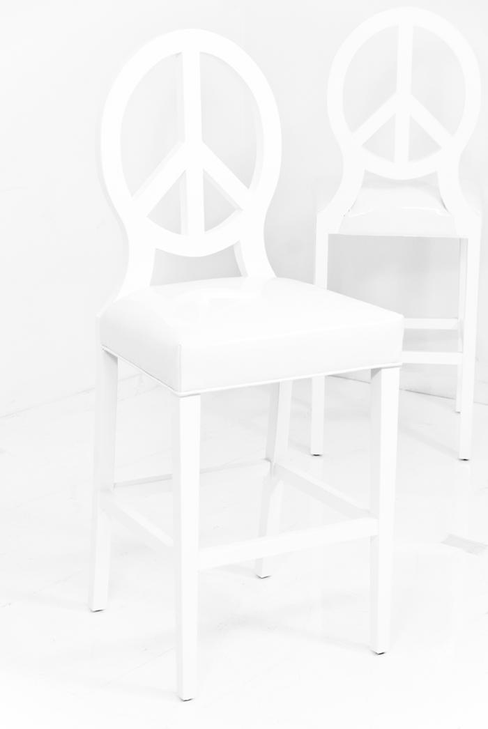Peace Barstools in Splash White Faux Leather