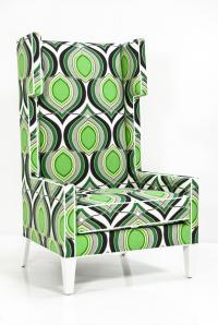 Tangier Wing Chair in Green Floral Damask