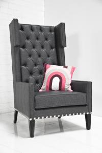 Tangier Wing Chair in Charcoal Fuax Lizard Leather