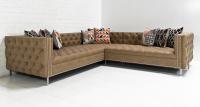 New Deep Inside Out Sectional in Caramel Faux Leather