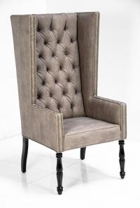 Ultra Tall Mod Wing Dining Chair in Faux Beige Leather