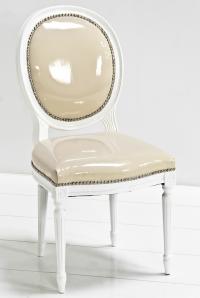 Louis Dining Chair in Vanilla Faux Patent Leather