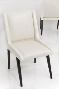 Mid Century Dining Chair in Cream Faux Leather
