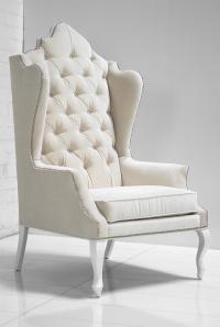 Casablanca Wing Chair in Off White Velvet