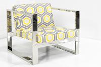 Fat-U-Leg Chair in Yellow Octagon Linen