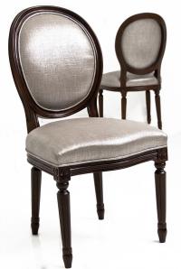 Louis Walnut Dining Chair in Metallic Talpa Linen 