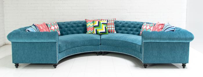www.roomservicestore.com - Chesterfield Sectional In Turquoise Velvet