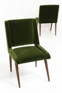 Mid Century Dining Chair in Emerald Mohair