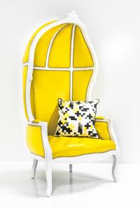 French Twist Balloon Chair in Yellow Faux Leather