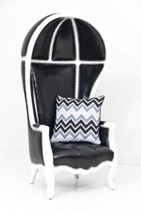 Balloon Chair in Black Lizard Faux Leather