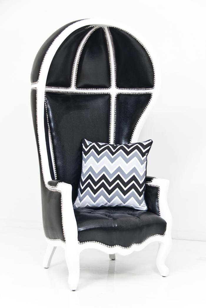www.roomservicestore Balloon Chair in Black Lizard Faux Leather