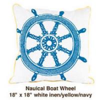 Nautical Boat Wheel White  / Yellow / Navy