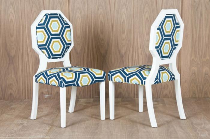 Blue upholstered dining chairs in Dining Room Furniture - Compare
